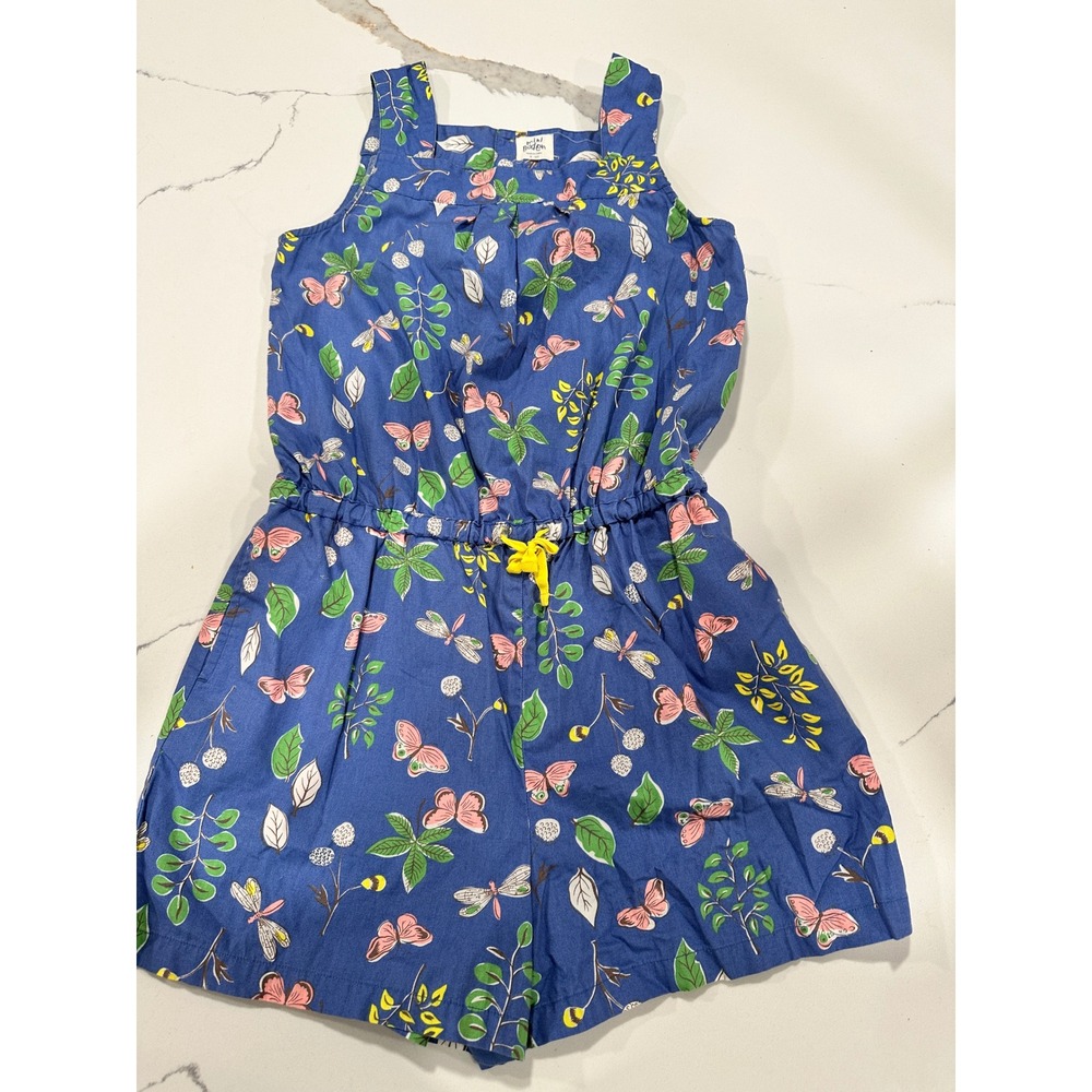 Mini Boden Blue Butterfly Dragonfly Floral Romper‎ Jumpsuit Kids 11-12Y